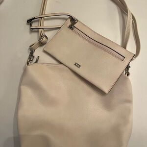 XIIX Cream Color Shoulder Bag with matching make up bag